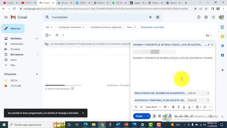 C&oacute;mo editar un email programado en Gmail